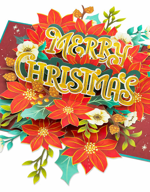 Load image into Gallery viewer, POPWOW Christmas Floral Poinsettia 3D Pop Up Card 5x7 with Envelope
