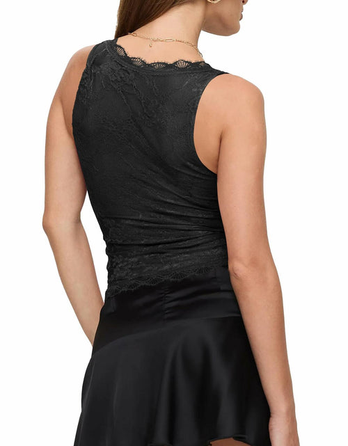 Load image into Gallery viewer, SAUNGKUAI Women's Sexy V Neck Sleeveless Lace Floral Top Bluenova Size L
