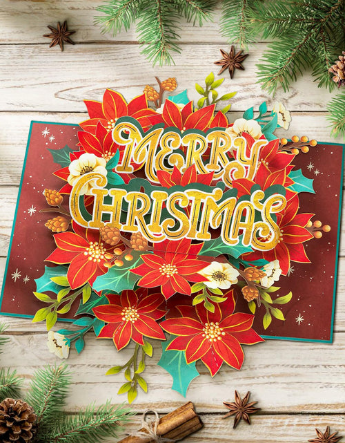 Load image into Gallery viewer, POPWOW Christmas Floral Poinsettia 3D Pop Up Card 5x7 with Envelope
