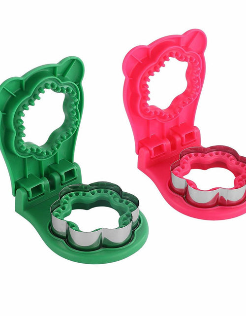 Load image into Gallery viewer, 2Pcs Sandwich Cutter and Sealer Flower Shape Stainless Steel Green Red
