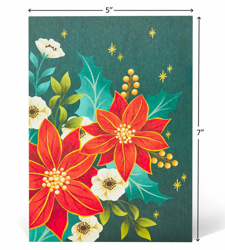 POPWOW Christmas Floral Poinsettia 3D Pop Up Card 5x7 with Envelope