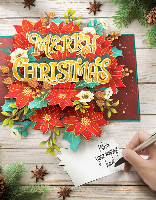Load image into Gallery viewer, POPWOW Christmas Floral Poinsettia 3D Pop Up Card 5x7 with Envelope
