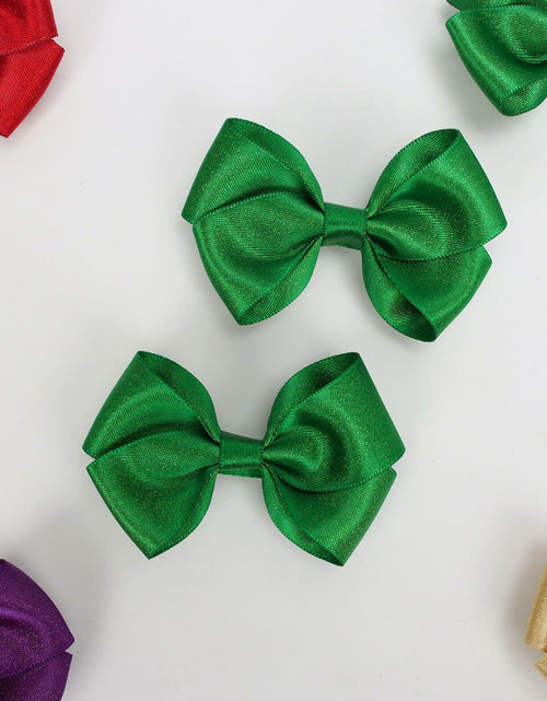 Load image into Gallery viewer, ZOLYCO 3 Inch Glitter Green Hair Bows Clips Alligator Hairpin 2 Count

