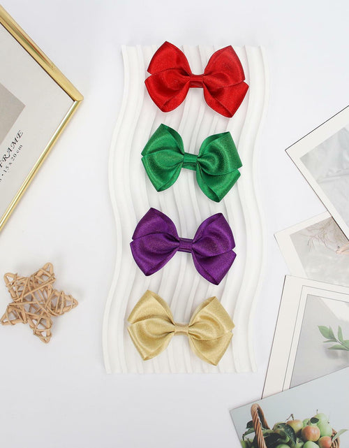 Load image into Gallery viewer, ZOLYCO 3 Inch Glitter Green Hair Bows Clips Alligator Hairpin 2 Count
