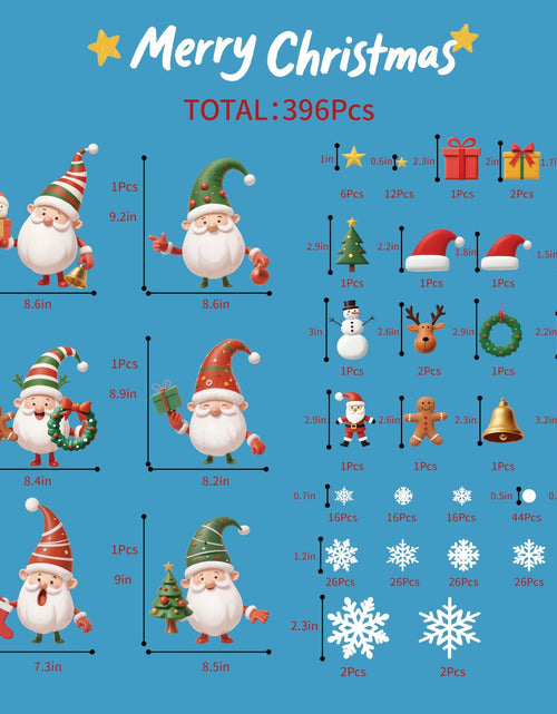Load image into Gallery viewer, XISHIUYIS 396Pcs Christmas Window Decorations Removable Clings White
