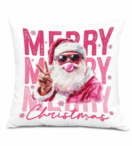 GDJIEGBC Pink Santa Christmas Pillow Cover 18x18 Flannel Holiday Decor