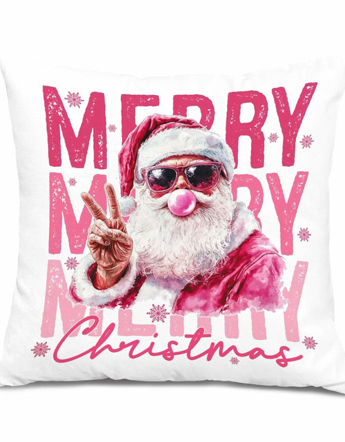 Load image into Gallery viewer, GDJIEGBC Pink Santa Christmas Pillow Cover 18x18 Flannel Holiday Decor
