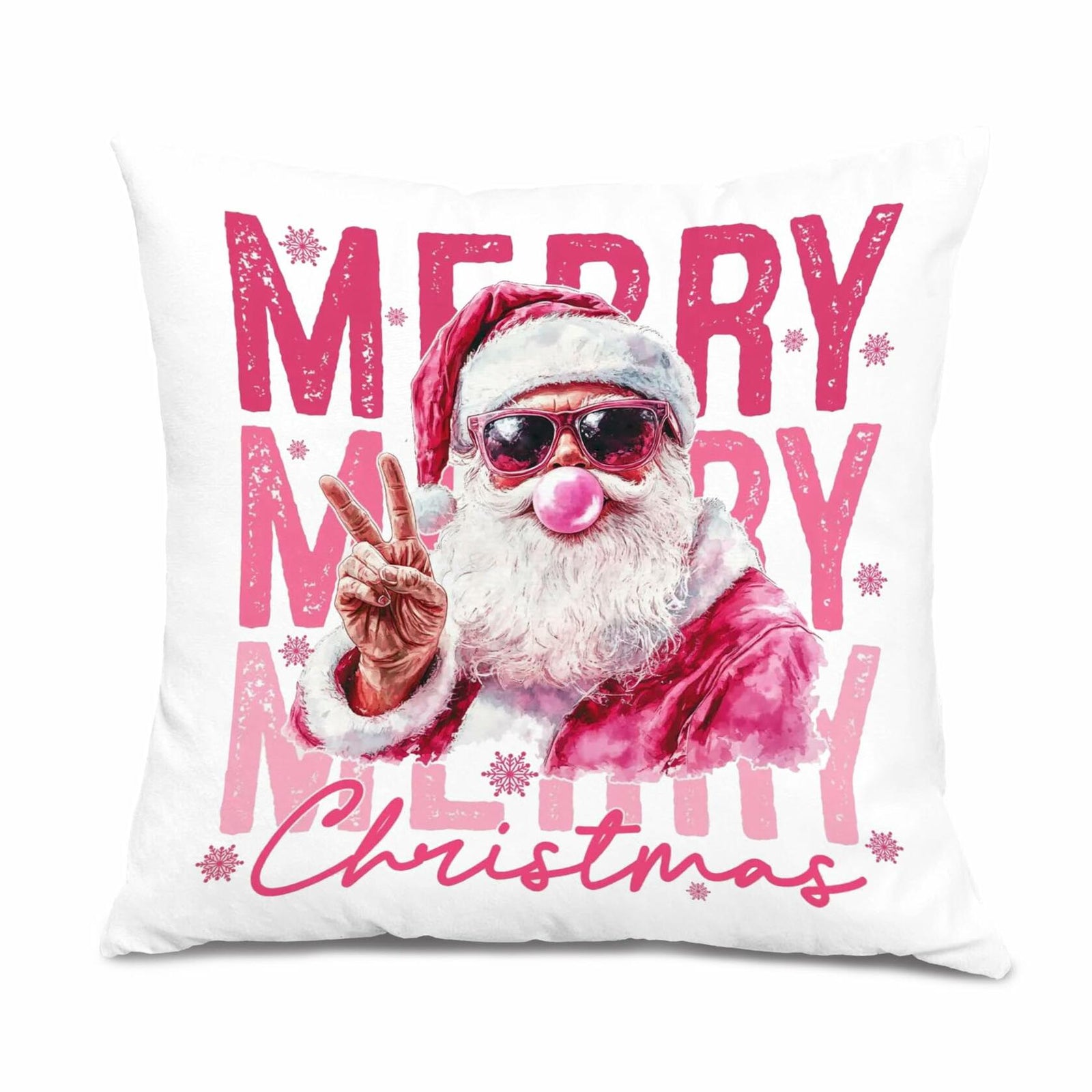 GDJIEGBC Pink Santa Christmas Pillow Cover 18x18 Flannel Holiday Decor