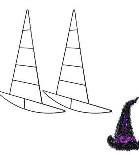 MAGICLULU Witch Hat Metal Wire Wreath Frame Black 34x32cm 2pcs
