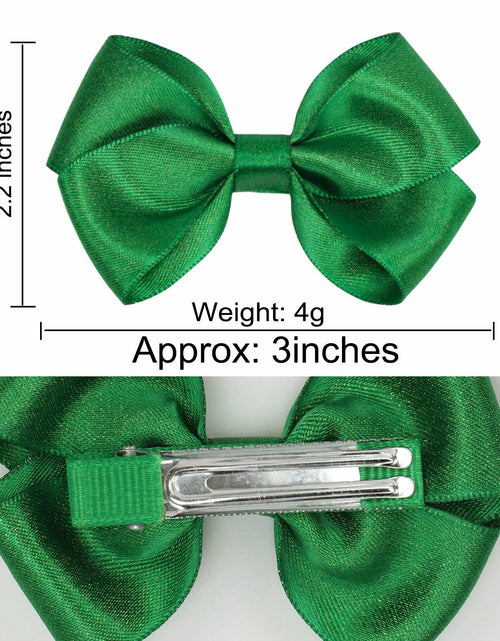 Load image into Gallery viewer, ZOLYCO 3 Inch Glitter Green Hair Bows Clips Alligator Hairpin 2 Count
