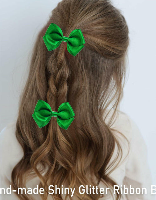 Load image into Gallery viewer, ZOLYCO 3 Inch Glitter Green Hair Bows Clips Alligator Hairpin 2 Count
