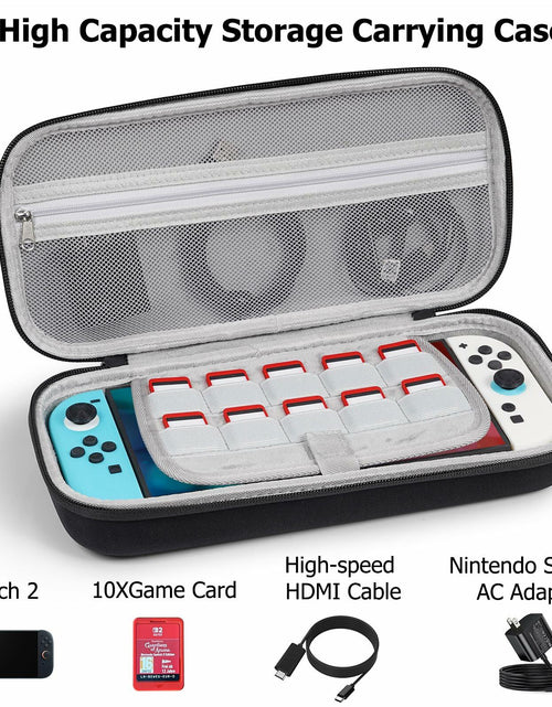 Load image into Gallery viewer, TIGOJH Switch 2 Carry Case with 10 Game Slots &amp; Accessory Pocket Black
