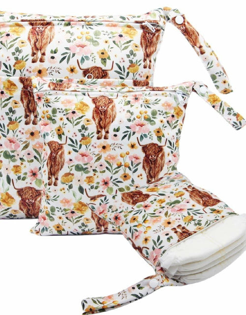 Load image into Gallery viewer, Little Jump Waterproof Cloth Diaper Wet Dry Bag Western Floral Cow Size S M L
