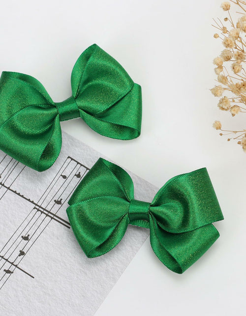 Load image into Gallery viewer, ZOLYCO 3 Inch Glitter Green Hair Bows Clips Alligator Hairpin 2 Count
