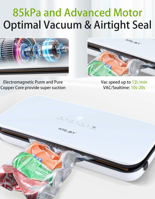 Load image into Gallery viewer, Amz Jet Vacuum Sealer Food LED Touch Digital White 50 Bags Included

