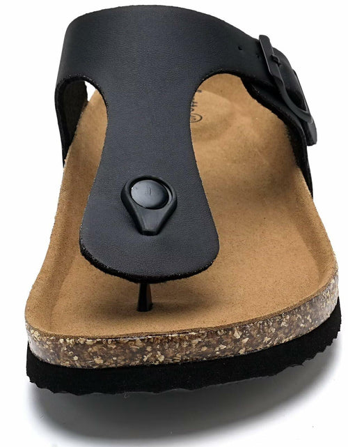 Load image into Gallery viewer, Torotto Flip Flops Thong Sandals Cork Footbed Adjustable Black Size 44
