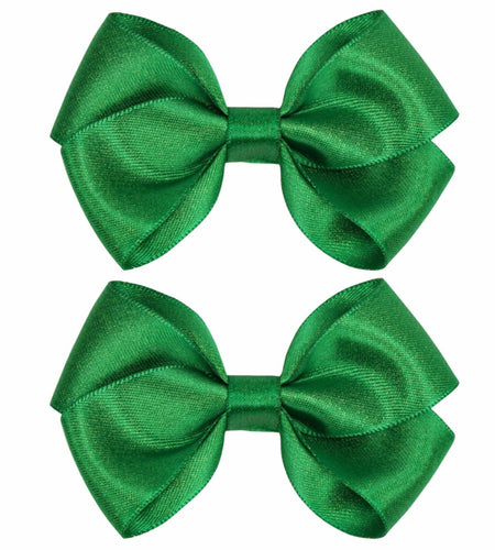 ZOLYCO 3 Inch Glitter Green Hair Bows Clips Alligator Hairpin 2 Count