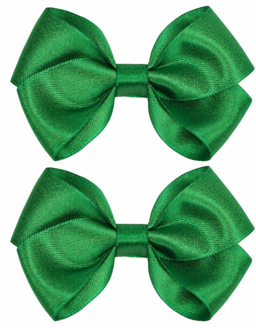 Load image into Gallery viewer, ZOLYCO 3 Inch Glitter Green Hair Bows Clips Alligator Hairpin 2 Count
