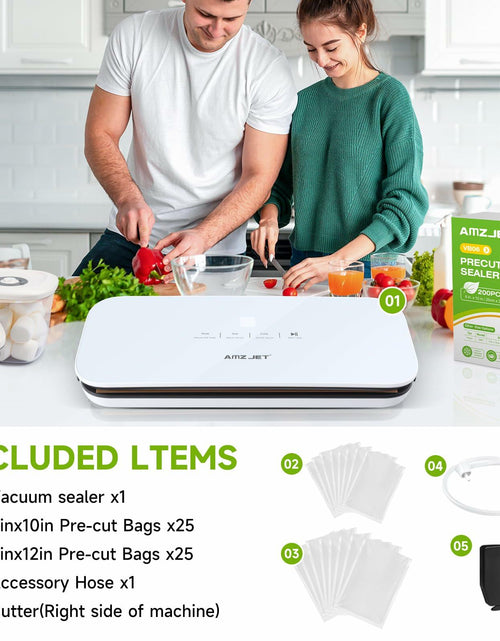 Load image into Gallery viewer, Amz Jet Vacuum Sealer Food LED Touch Digital White 50 Bags Included
