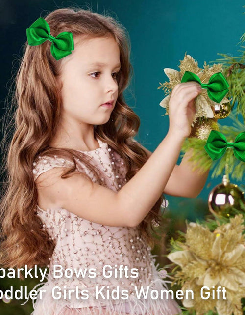 Load image into Gallery viewer, ZOLYCO 3 Inch Glitter Green Hair Bows Clips Alligator Hairpin 2 Count
