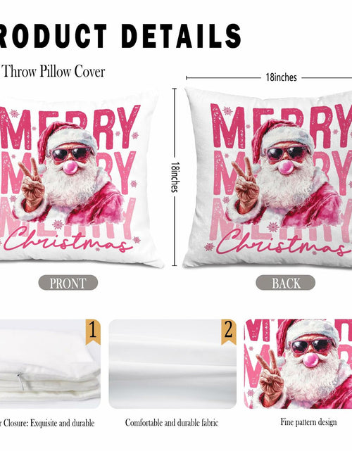 Load image into Gallery viewer, GDJIEGBC Pink Santa Christmas Pillow Cover 18x18 Flannel Holiday Decor

