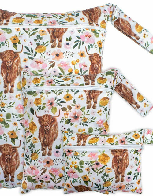 Load image into Gallery viewer, Little Jump Waterproof Cloth Diaper Wet Dry Bag Western Floral Cow Size S M L
