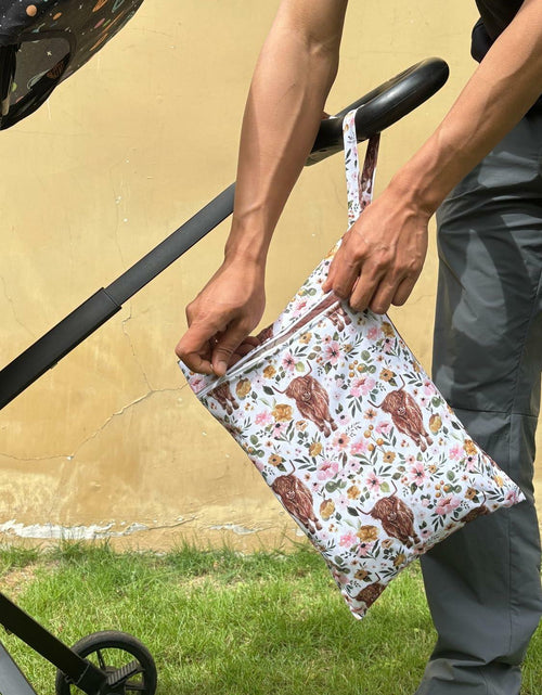 Load image into Gallery viewer, Little Jump Waterproof Cloth Diaper Wet Dry Bag Western Floral Cow Size S M L
