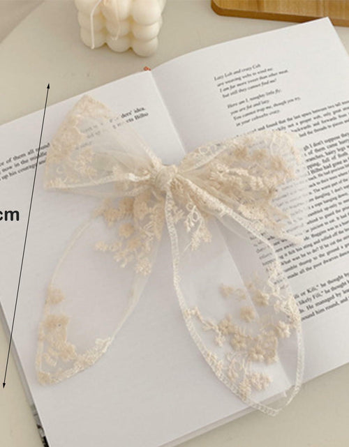 Load image into Gallery viewer, ASIJUNTYECHO Large Lace Hair Bows for Girls Women Tulle Jacquard Clips
