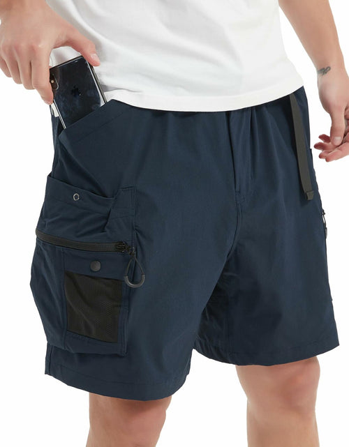 Load image into Gallery viewer, MONTFLIX Men's Hiking Cargo Shorts Lightweight Quick Dry Multi Pocket Navy M
