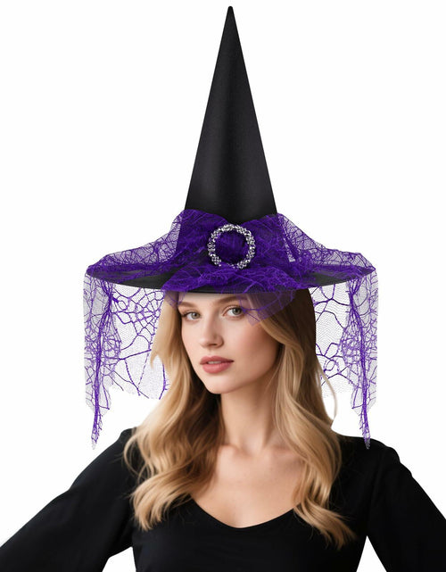 Load image into Gallery viewer, Doitory Halloween Witch Hat Purple Cotton Costume Accessory One Size
