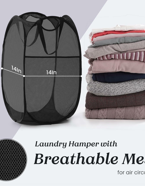 Load image into Gallery viewer, TECHMILLY Collapsible Mesh Laundry Hamper Pop Up w/Handles 2 Pack Black
