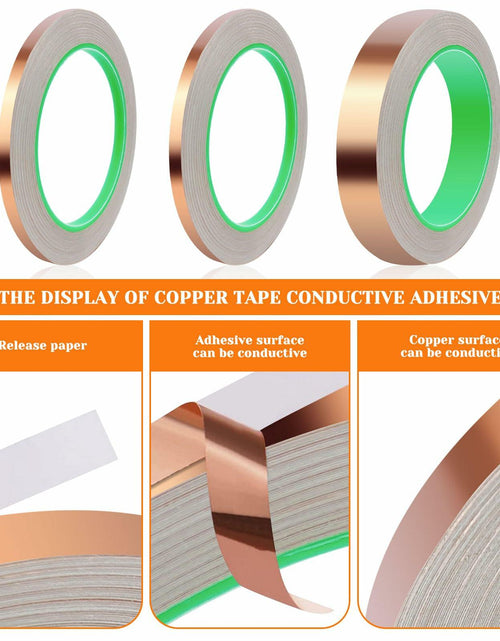 Load image into Gallery viewer, Oubaka 3 Pack Double-Sided Copper Foil Tape 1/4",1/4",1" EMI Shielding
