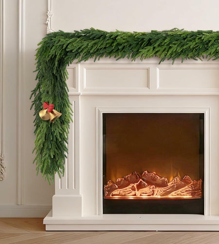 Aurdox 9FT Real Touch Norfolk Pine Garland Green Artificial Christmas