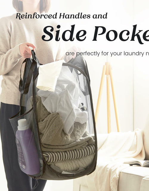 Load image into Gallery viewer, TECHMILLY Collapsible Mesh Laundry Hamper Pop Up w/Handles 2 Pack Black
