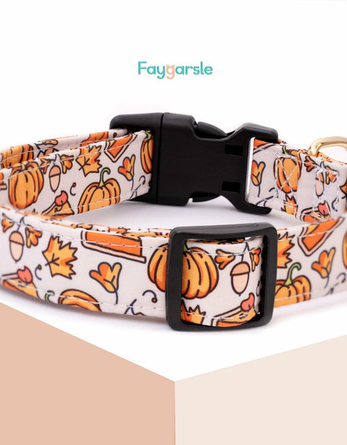 Load image into Gallery viewer, Faygarsle Orange Dog Collar Pumpkin Leaf Pattern Fall Autumn Small Size S
