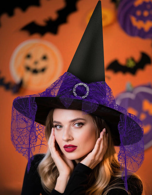 Load image into Gallery viewer, Doitory Halloween Witch Hat Purple Cotton Costume Accessory One Size
