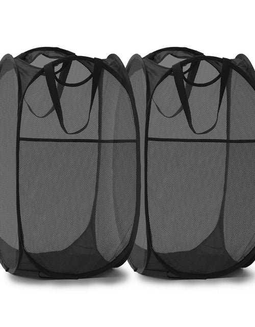 Load image into Gallery viewer, TECHMILLY Collapsible Mesh Laundry Hamper Pop Up w/Handles 2 Pack Black

