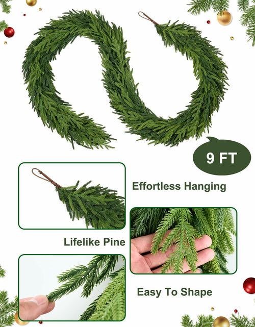 Load image into Gallery viewer, Aurdox 9FT Real Touch Norfolk Pine Garland Green Artificial Christmas

