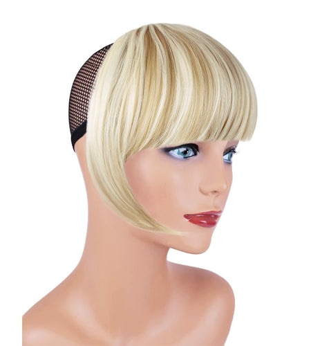 XRACEPHOL Blonde Bangs Clip-in Thick Natural Full Front Straight Hairpiece