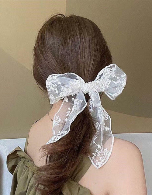 Load image into Gallery viewer, ASIJUNTYECHO Large Lace Hair Bows for Girls Women Tulle Jacquard Clips

