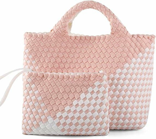 Load image into Gallery viewer, LIKEBAG Neoprene Woven Tote Bag Summer Beach Handbag Purse 11.1x12.2x4.75in
