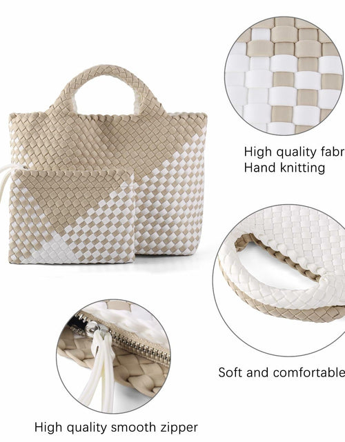 Load image into Gallery viewer, LIKEBAG Neoprene Woven Tote Bag Summer Beach Handbag Purse 11.1x12.2x4.75in

