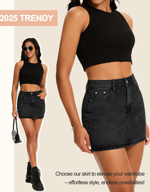 Load image into Gallery viewer, MONCCIZA Women's Denim Mini Jean Skirt Low Waist Blue Size One Size
