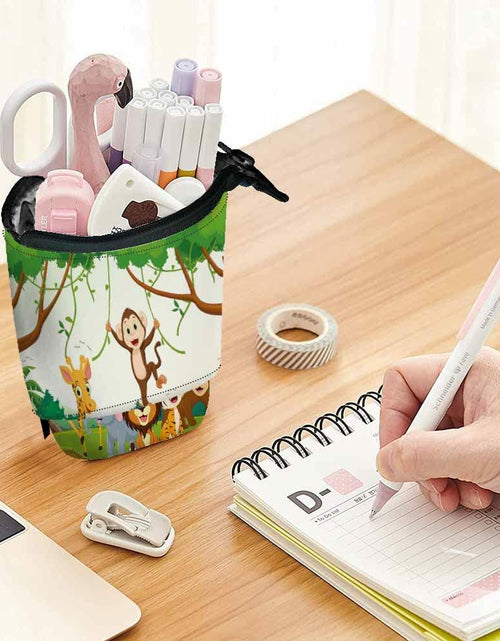 Load image into Gallery viewer, Swono Animal Pencil Case Jungle Monkey Tiger Giraffe Lion Elephant Colorful
