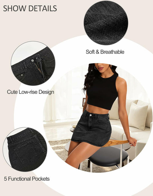 Load image into Gallery viewer, MONCCIZA Women's Denim Mini Jean Skirt Low Waist Blue Size One Size
