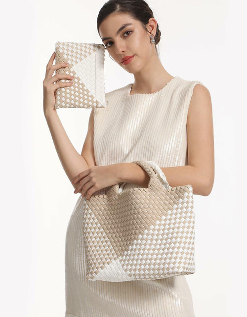 Load image into Gallery viewer, LIKEBAG Neoprene Woven Tote Bag Summer Beach Handbag Purse 11.1x12.2x4.75in
