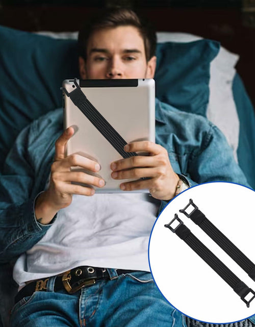 Load image into Gallery viewer, 2pcs Mobile Phone Security Hand Strap Holder 7.8''-13'' Black Elastic Grip
