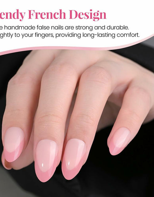 Load image into Gallery viewer, XZMeiLun Rose Pink French Tip Press On Nails Short Almond 30 Pcs

