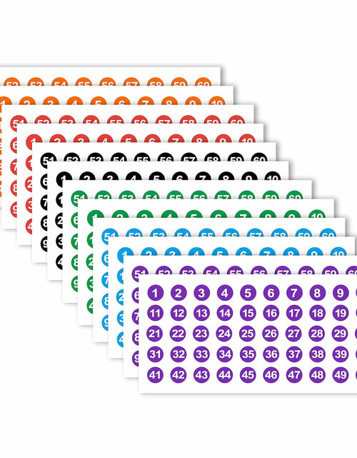 Load image into Gallery viewer, Tamoxu Number Stickers 1-100 Vinyl Waterproof 24 Sheets 1200Pcs Labels
