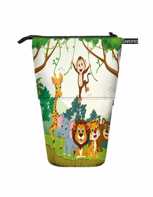 Load image into Gallery viewer, Swono Animal Pencil Case Jungle Monkey Tiger Giraffe Lion Elephant Colorful
